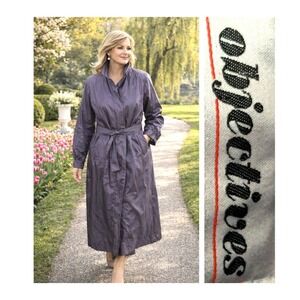 Objectives Vintage Purple Button Trench Rain Coat Made in Hong Kong Size 12 NWT